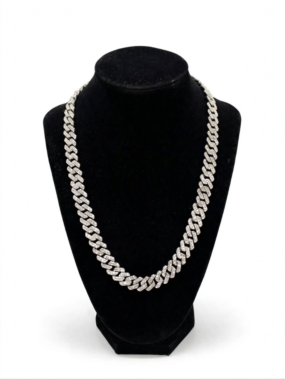 20" 11mm Iced Cuban Link Chain Silver-Plated ICEETHON MAISON Mens  CZ Necklace - Picture 3 of 6